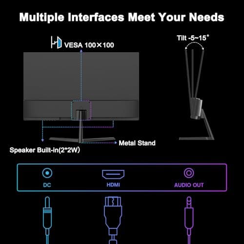 SANSUI Monitor 27 Inch IPS 100Hz Computer Monitor, Built-in Speakers HDR 110% sRGB FHD HDMI RTS/FPS Tilt Adjustable VESA Compatible, for Game and Office (HDMI Cable Included) 8