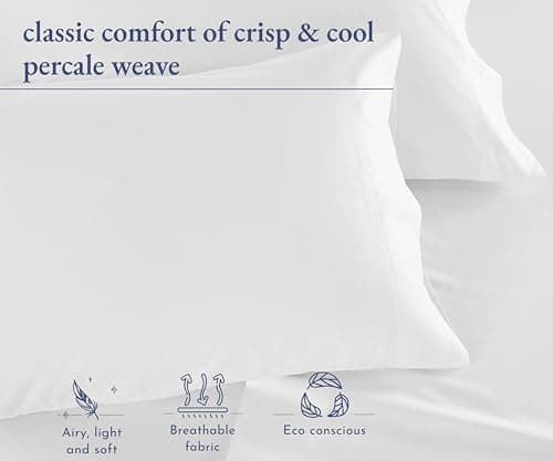 California Design Den 100% Organic Cotton Pillow Cases Queen/Standard Set of 2, Soft & Crisp Percale Weave Cotton Pillowcases (Bright White) 8