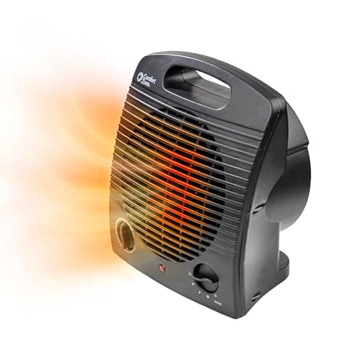 Comfort Zone Indoor Space Heater, Portable, Fan Forced, Electric, Adjustable Thermostat, Overheat Sensor, Safety Tip-Over Switch, & Stay Cool Housing, Ideal for Home, Bedroom, Office, 1,500W, CZ35EBK
