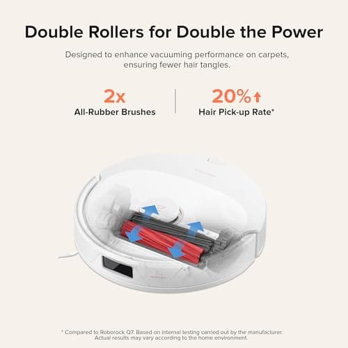 roborock Q8 Max+ Robot Vacuum and Mop, Self-Emptying, Hands-Free Cleaning for up to 7 Weeks, Reactive Tech Obstacle Avoidance, 5500 Pa Suction, DuoRoller Brush, APP-Controlled Mopping, White 6