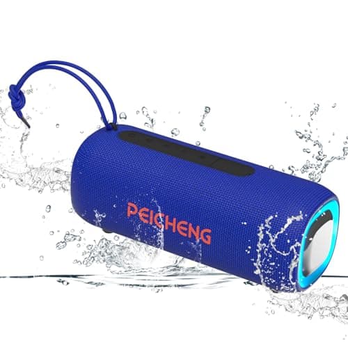 PEICHENG Bluetooth Speaker, Portable Wireless Clear Loud Stereo Sound IPX5 Waterproof with RGB Lights BT5.3 Long Playtime TWS Pairing,for Home Party Outdoor Beach,Great Gift Choice (Blue)