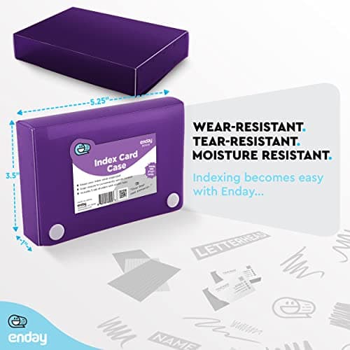 Index Card Holder Purple, 3x5 Note Flash Card Organizer Case, File Box with 5 Dividers, Notecard Box Holds 100 Cards, Also Available in Red, Blue, Green, Pink, Grey, 1 Pack – By Enday 5