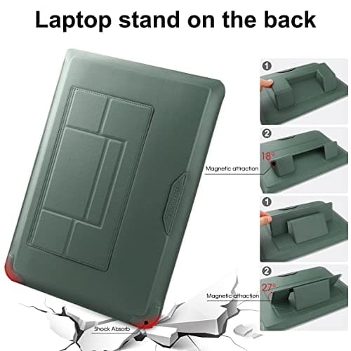 HoYiXi 15 16 Inch Laptop Sleeve Case Leather Bag for MacBook Pro 16 2021 & 2019/Huawei MateBook D15/HP 15.6" PC/MacBook Pro 15/XiaoXin Air 15.6'', Green 5