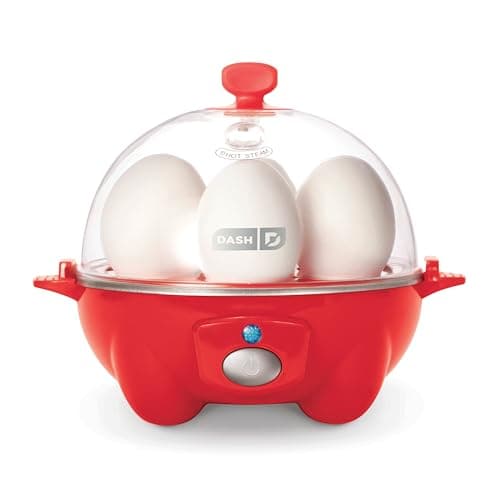 Dash Rapid Egg Cooker - Boiler, Poacher & Steamer - Includes Measuring & Recipe Guide - Dishwasher Safe - Holds 7 Eggs, Red