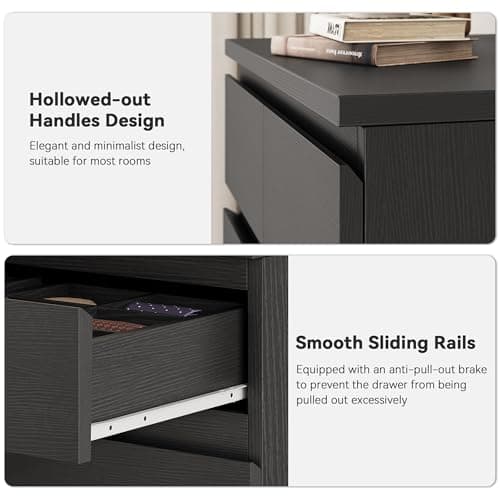 Black Tall 7 Drawer Dresser for Bedroom, Modern Wood Closet Dressers & Chests of Drawers with Jewelry Storage, 23.6" L*15.8" W*47.5" H in Large Vertical Dresser for Bedroom, Living Room, Nursery 5