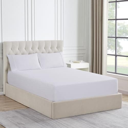 Twin Flannel Fitted Sheet Only with Full Elastic & Built in Corner Sheet Straps to Prevent Shifting - Ultra Soft & Breathable Flannel Bottom Sheet, Twin, White