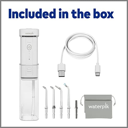 Waterpik Cordless Slide Professional Water Flosser, Portable Collapsible for Travel and Storage, with Travel Bag and 4 Tips, ADA Accepted, Rechargeable and Waterproof, White WF-17CD010-1 5