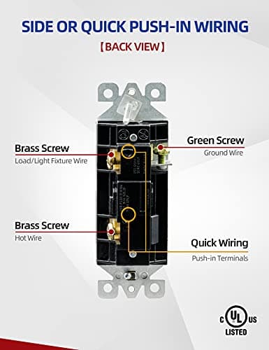 AIDA 20 Pack Light Switch Single Pole Light Switch Square Rocker Switch Decorative Switches White, 15 Amp Self-grounding Electrical Light Switches, Residential Grade, UL Listed Glossy White 6