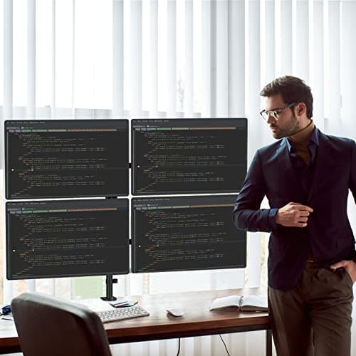 WALI Quad Monitor Desk Mount, 4 Monitor Stand Fits Heavy Duty Computer Screen up to 27 inch, Full Adjustable Arm Holds up to 22 lbs per Arm (M004), Black 8