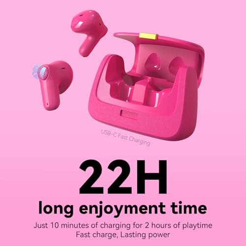 ANCwear Bluetooth 5.3 Earbuds, True Wireless in-Ear Headphones with 13mm Drivers, Premium Sound, 22H Playtime, Mini Handbag Charging Case (Rose) 6