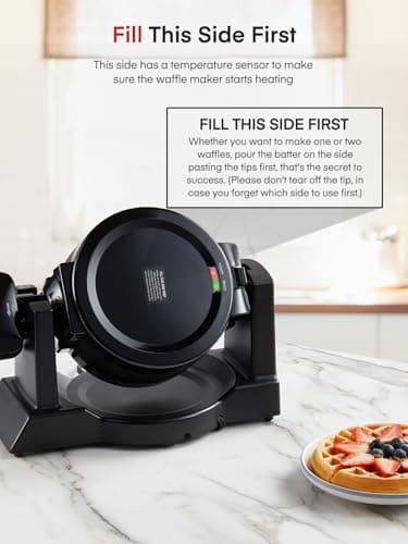Waffle Maker, 1400W Double Belgian Waffle Iron 180° Flip, 8 Slices in 3 Mins, Rotating & Nonstick Plates, Anti-Scald, Removable Drip Tray Easy to Clean, Cool Touch Handle, Space-Saving Storage(Black) 8