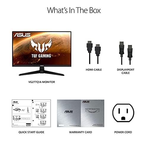 ASUS TUF Gaming 27 Inch Gaming Monitor - Full HD, 1080P, 165Hz (Supports 144Hz), 1ms, Extreme Low Motion Blur, FreeSync Premium, Shadow Boost, Eye Care, HDMI, DisplayPort, Tilt Adjustable - VG277Q1A 7