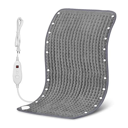 Snailax Heating Pad & Foot Warmer with 6 Temperature Settings & Auto Shut Off, 17”x33”, Washable Fast Heated Pads for Back Pain Relief,Abdomen,Feet,Back,Cramp(Grey)