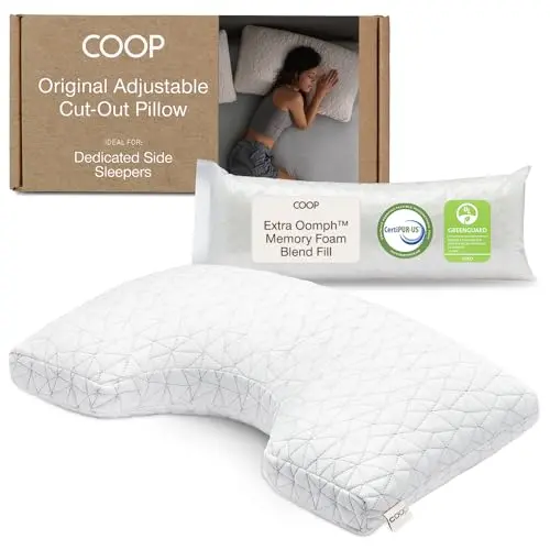 Coop Home Goods Original Cut-Out Adjustable Pillow, Queen Size Bed Pillows for Neck & Head Support, 18 x 28 “ Memory Foam Pillows - Medium Firm for Side Sleeper, CertiPUR-US/GREENGUARD Gold