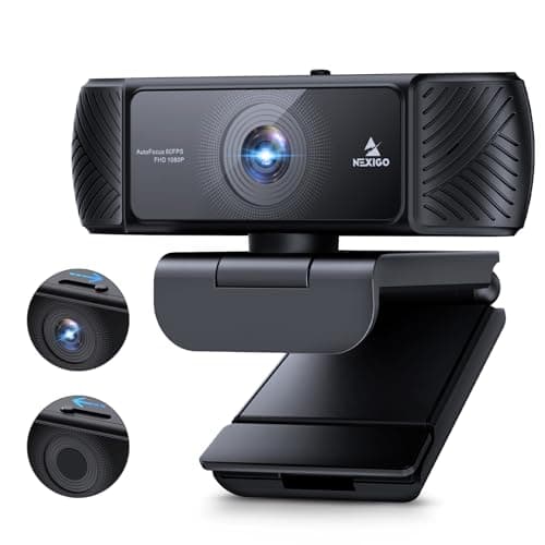 NexiGo 1080P 60FPS Webcam with Software Control and Microphone, AutoFocus, w/Privacy Cover, N680P Pro Computer Web Camera for Skype Zoom Teams, Mac PC Laptop Desktop