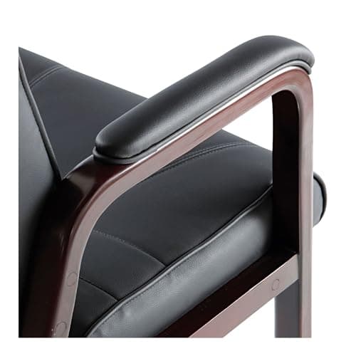 Alera Genaro Series Faux Leather Half-Back sled Base Guest Chair, 25" x 24.80" x 33.66", Black seat, Black Back, Black Base 9