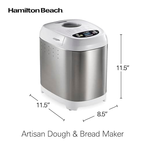 Hamilton Beach Digital Electric Bread Maker Machine Artisan and Gluten-Free, 2 lbs Capacity, 14 Settings, White and Stainless Steel (29987) 8