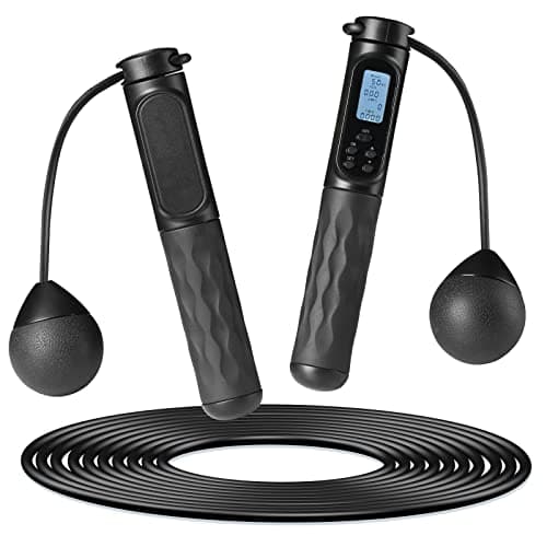STRPRETTY BASIC Jump Rope with Counter, Cordless Jump Rope Adjustable Length Weighted Skipping Rope with Calorie Counter for Fitness Crossfit Exercise Training Indoor Outdoor (Black) 9