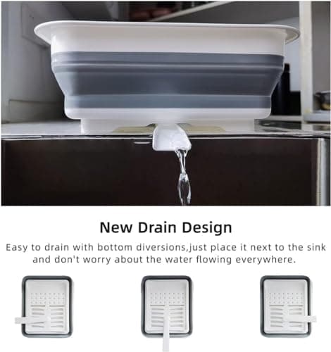 THANSTAR Collapsible Dish Drying Rack for RV Kitchen, Foldable Drainer Organizer for Kitchen Countertop, Space Saving Portable Dish Rack for Campers, Travel Trailer & Small Spaces, Easy Storage, Grey 5