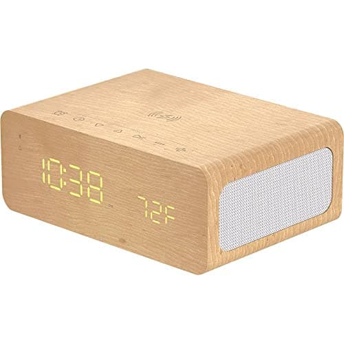 ION Audio Charge Time - 20W Bluetooth Speaker Clock with Qi Wireless Recharging, Built-in Microphone, Alarms and Dual USB Charge Ports (Renewed)