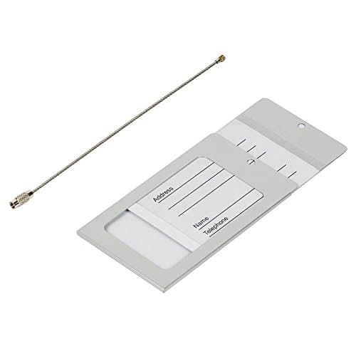 Pack of 2 Luggage Tags, Aluminum Metal Travel ID Tag Business Card Holder Name Address Identifier Labels Suitcase Label with Steel Cable for Baggage Bag, Silver 5