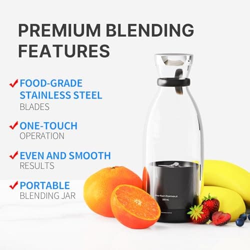 OTPEIR Portable Blender for Shakes and Smoothies with 11.83 Oz Travel Cup and Lid,Durable Stainless Steel Blades for Juice Blending Performance, Black 3