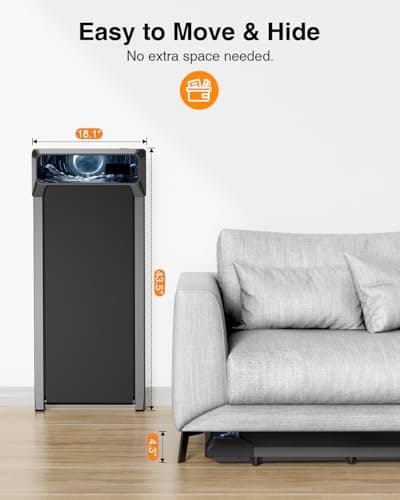 RJOP Walking Treadmill Pad with 8% Adjustable Incline and Removable Handle Bar, Compact Under Desk Treadmills for Home Small with APP Sync, Remote Control and LED Display, 2.5HP, Blue 5