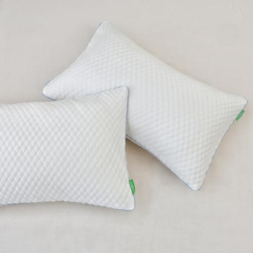 Friendriver Shredded Memory Foam Pillows for Sleeping 2 Pack - Cooling Bed Pillows Standard Size Set of 2 - Firm Pillow for Side and Back Sleepers Adjustable Gel Pillow with Removable Cover 6