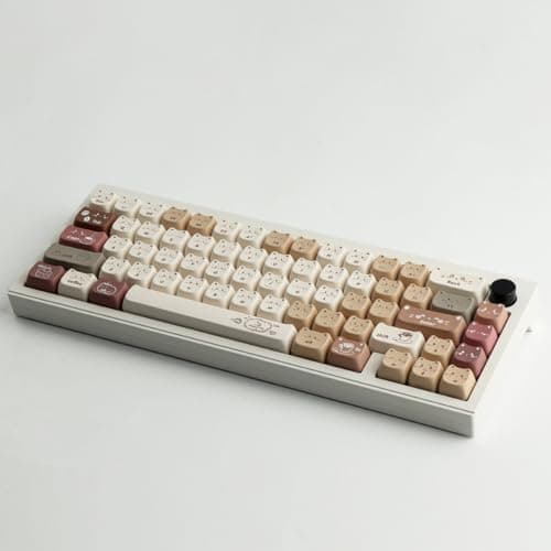 TYRIXKI PBT Keycaps 142 Keys Cute Keycaps Dye-Sublimation Coffee Cat Keycap Mao Profile Custom Keycap for Cherry Gateron MX Swithes Mechanical Gaming Keyboards 5