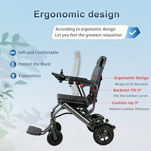 YIHAO Lightweight Foldable Electric Wheelchair - Only 36 lbs, FAA Approved, All-Terrain Power Wheelchair for Adults, 220 lbs Capacity, Ideal for Travel & Indoor/Outdoor Use 8