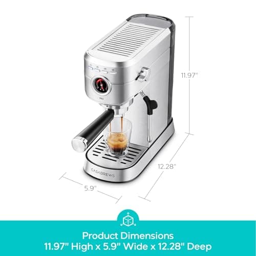 CASABREWS 5418 PRO Espresso Machine 20 Bar, Upgraded Espresso Maker with Powerful Steam Milk Frother, Stainless Steel Coffee Machine with Fast Heating System for Cappuccino, Latte, Silver 6
