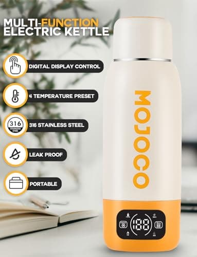 Mojoco Portable Travel Kettle - 20oz Double Wall Vacuum Insulated Stainless Steel Kettle for Coffee, Tea - Leak Proof Portable Small Water Boiler for RV, Camping 2