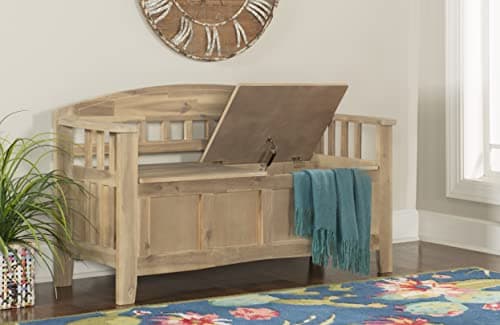 Linon Frankie Natural Wood Washed Storage Bench 4