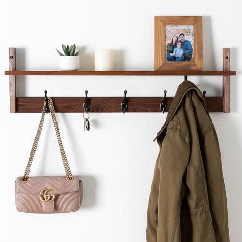 EoinMarie 29" Coat Rack Wall Mount with Shelf, Entryway Wall Hooks with Shelf, Coat Hangers for Bathroom, Living Room, Bedroom