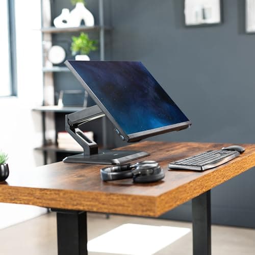 VIVO Premium Single 17 to 32 inch VESA Monitor and Touch Screen Desk Stand with Rotating Base, Freestanding Pneumatic Height Adjustable Arm, 12 inch Maximum Screen Height, Black, STAND-V001R 7