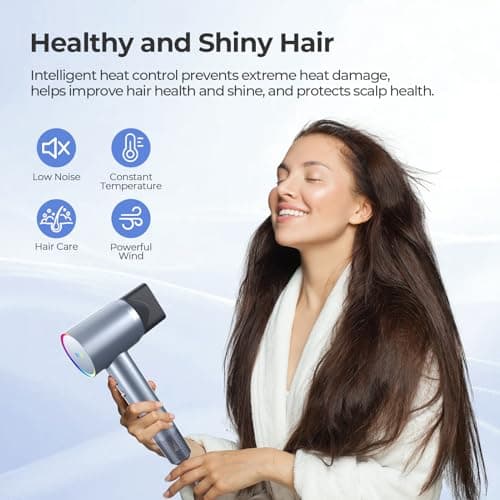 YASHE Hair Dryer, 110,000 RPM Professional Negative Ionic Hair Dryer with Diffuser, 1400W High-Speed Brushless Blow Dryer for Fast Drying, Low Noise for Home and Travel 7