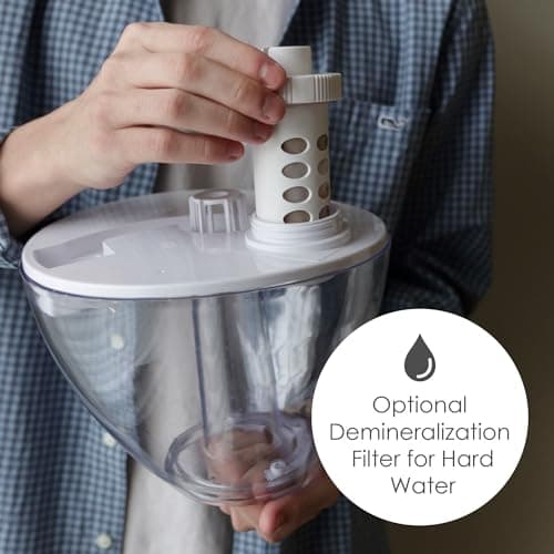 Crane White Teardrop Ultrasonic Cool Mist Humidifier, 1 Gallon Auto Shut-Off for Large Room, Baby Nursery, Bedroom Office, Clear & White 5