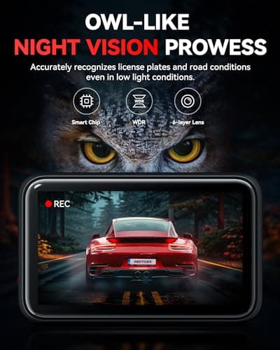 REDTIGER F4 4K Dash Cam Front, 2.2 inch Mini Car Camera, 2160P UHD Touch Screen, Voice Control, Included 32GB Card, Night Vision, Built-in GPS, WiFi APP Control, Loop Recording, 24H Parking Monitor 7