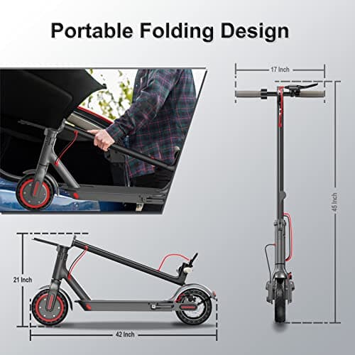 Roinside Electric Scooter Adults - 8.5" Solid Tires/350W Motor, 19 MPH Digital Display, Up to 21 Miles Long-Range Commuting Folding E-Scooter with Dual Braking System and App Control 5