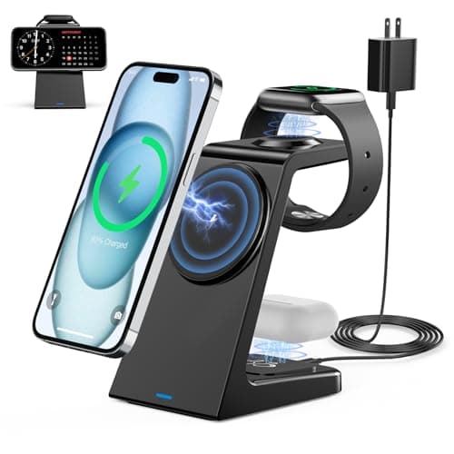 3 in 1 Magnetic Wireless Charging Station Apple 20W Charger Stand Magnetic Wireless Charger for iPhone 16 15 14 13 12 Pro/Pro Max/Plus/Mini AirPods 2/3/Pro iWatch Ultra/8/7/SE/6/5/4/3/2 (3 in 1)