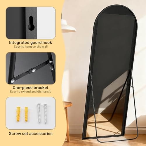 Simple Deluxe Arched Full Length Mirror, 71"x26"Large Floor Mirrors, for Wall Door Bedroom Bathroom Living Room (Black) 5