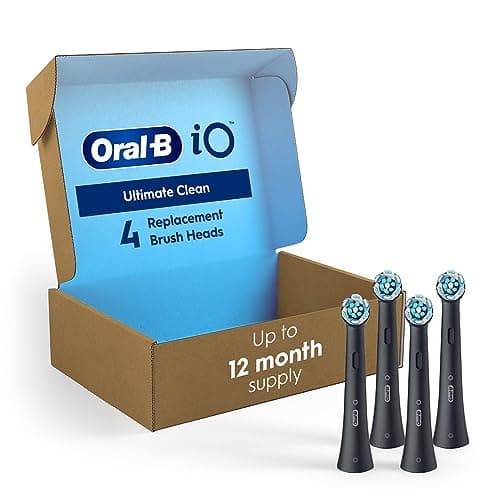 Oral-B iO Series Ultimate Clean Electric Toothbrush Replacement Brush Heads for an Oral-B Electric Toothbrush, 4 Count, Black