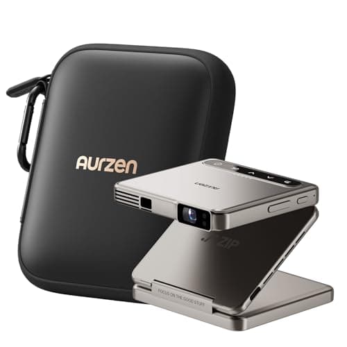 Aurzen ZIP Tri-Fold Truly Portable DLP Projector with CasePlay Carrying Case – Zero-Lag Focus, One-Click Screen Mirroring, Full-Screen Mode+Waterproof and Drop-Resistant Design