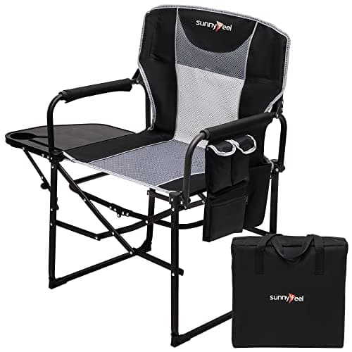 SUNNYFEEL Camping Directors Chair, Heavy Duty,Oversized Portable Folding Chair with Side Table, Pocket for Beach, Fishing,Trip,Picnic,Lawn,Concert Outdoor Foldable Camp Chairs