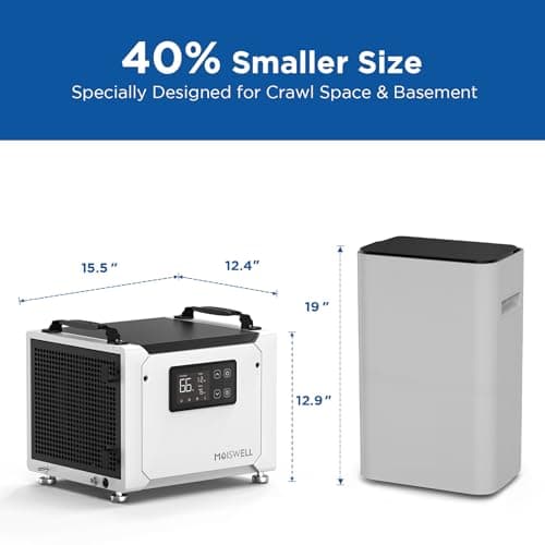 Moiswell 70 Pints Commercial Dehumidifier with Pump, Portable Crawl Space Dehumidifiers for Basement and Home, Energy Star Efficient Certified, Automatic Defrost 5