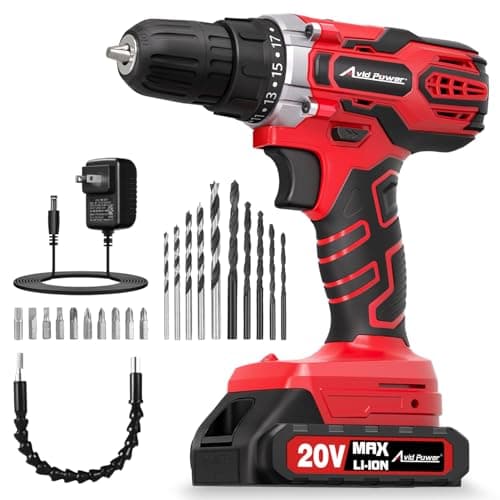 AVID POWER 20V MAX Power Drill Kit, Cordless Drill Set with Battery and Charger, 2 Variable Speed, 3/8-Inch Keyless Chuck, 19 Position and 22pcs Bits