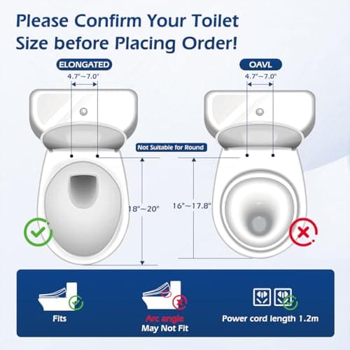 Bidet Toilet Seat, Electric Smart Heated Toilet Seat with Instant Warm Water & Dryer, Feminine & Front Rear Wash, Self-Clean Nozzle, Night Light, Wireless Remote, Soft Closed Toilet Lid, Elongated 5
