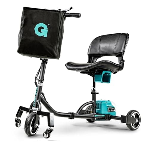 G Mobility Scooter – 3 Wheels, 35 lb Folding Aluminum Frame, Anti-Tip Footrests, Includes (1) 48V 2Ah Li-Ion Battery and Charger, Supports 275 lbs, Airline Friendly