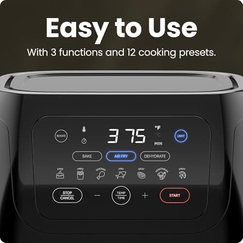 CHEFMAN Multifunctional Digital Air Fryer+ Rotisserie, Dehydrator, Convection Oven, 17 Touch Screen Presets Fry, Roast, Dehydrate, Bake, XL 10L Family Size, Auto Shutoff, Large Easy-View Window, Black 5