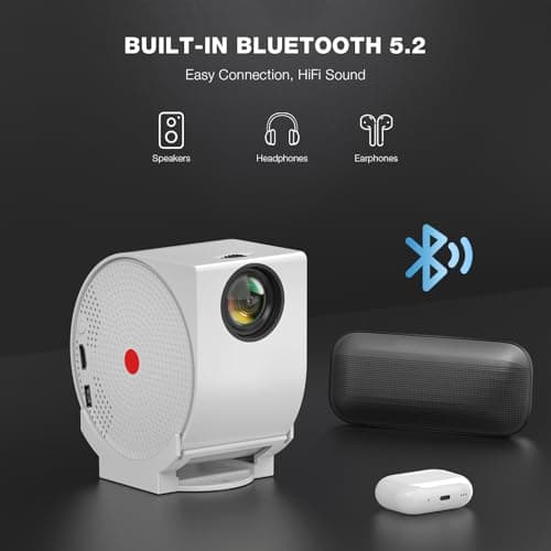 [Built-in -Apps] 270°Adjustable Smart Mini Projector with WiFi and Bluetooth, Portable Movie Projector with Android TV, Auto Keystone Correction, Smal Video Projector for Home, Bedroom, Outdoor Use 5